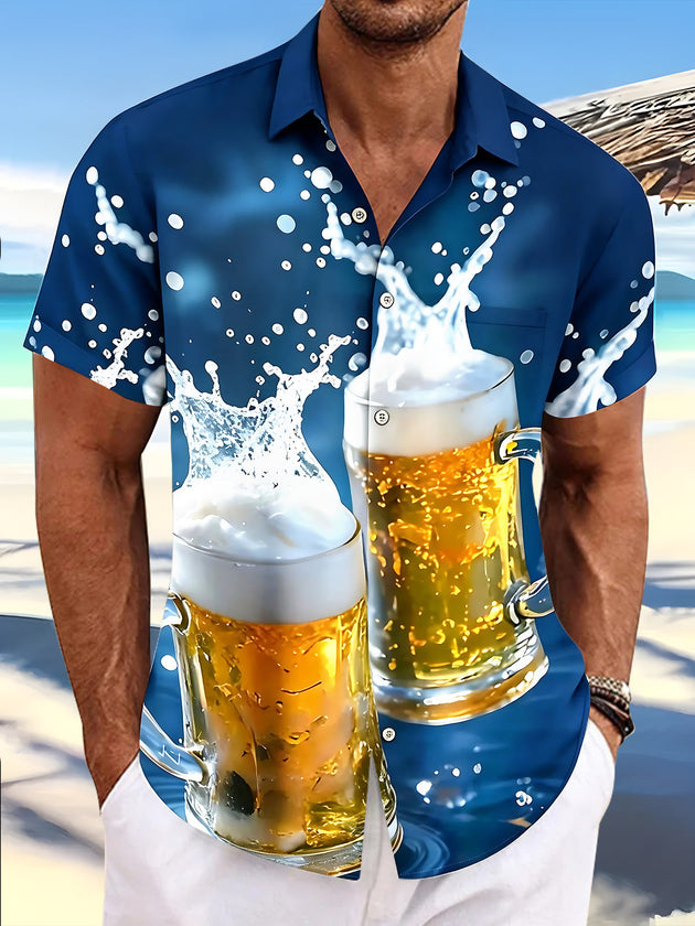 Hawaiian Beer Men's Pocket Short Sleeve Shirts