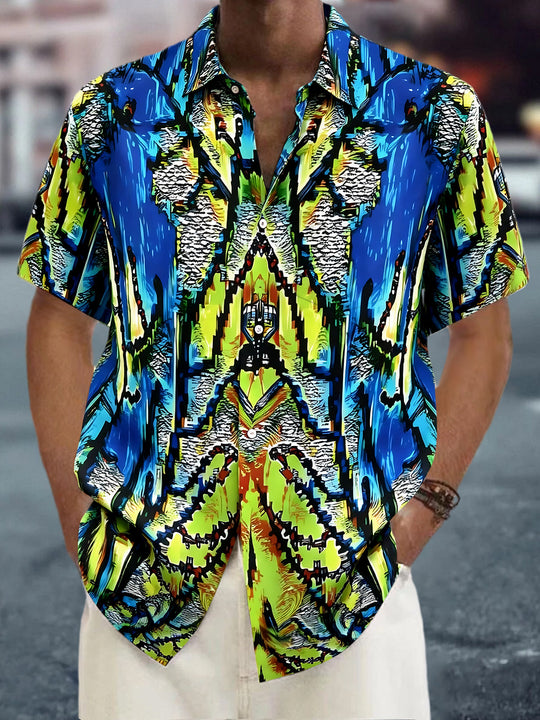 Abstract Men's Pocket Short Sleeve Shirts