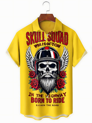 Halloween Skull Men's Pocket Short Sleeve Shirts