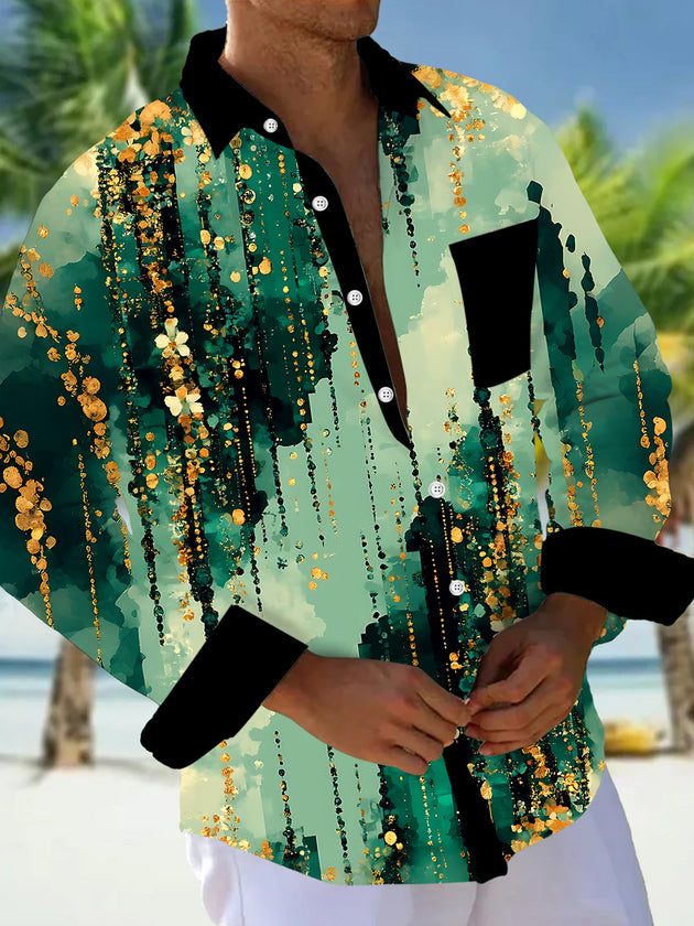 Abstract Men's Pocket Long Sleeve Shirts