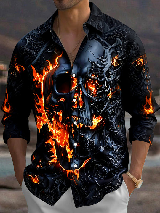 Dark Skull Men's Pocket Long Sleeve Shirts