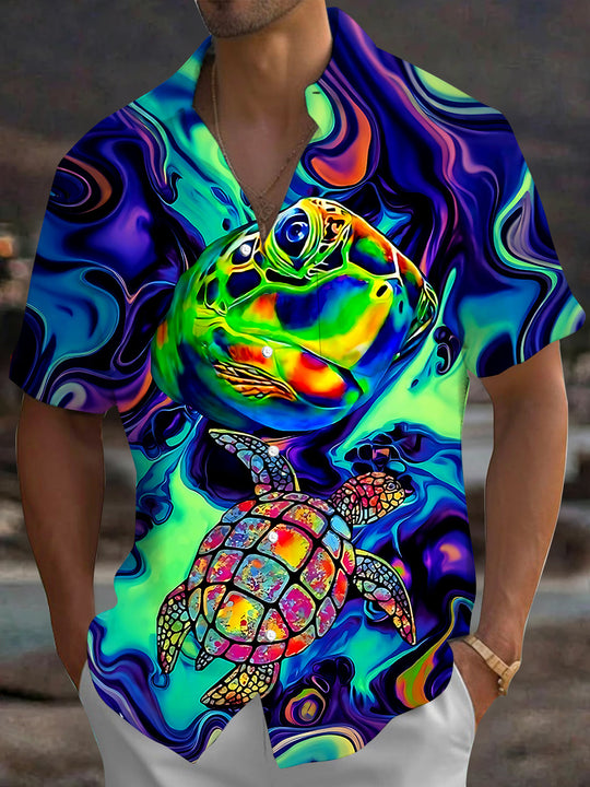Sea Turtle Men's Pocket Short Sleeve Shirts