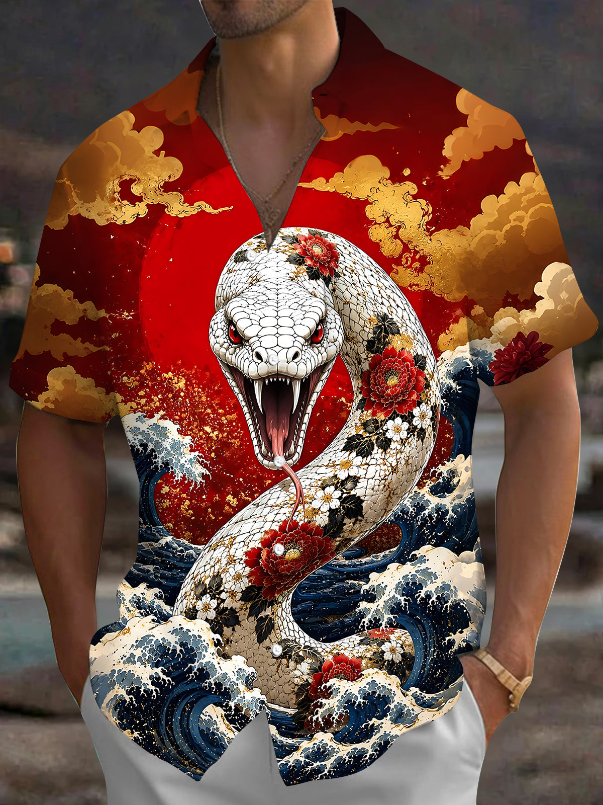 Snake Men's Pocket Short Sleeve Shirts