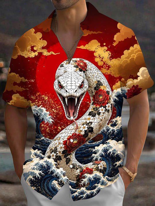 Snake Men's Pocket Short Sleeve Shirts