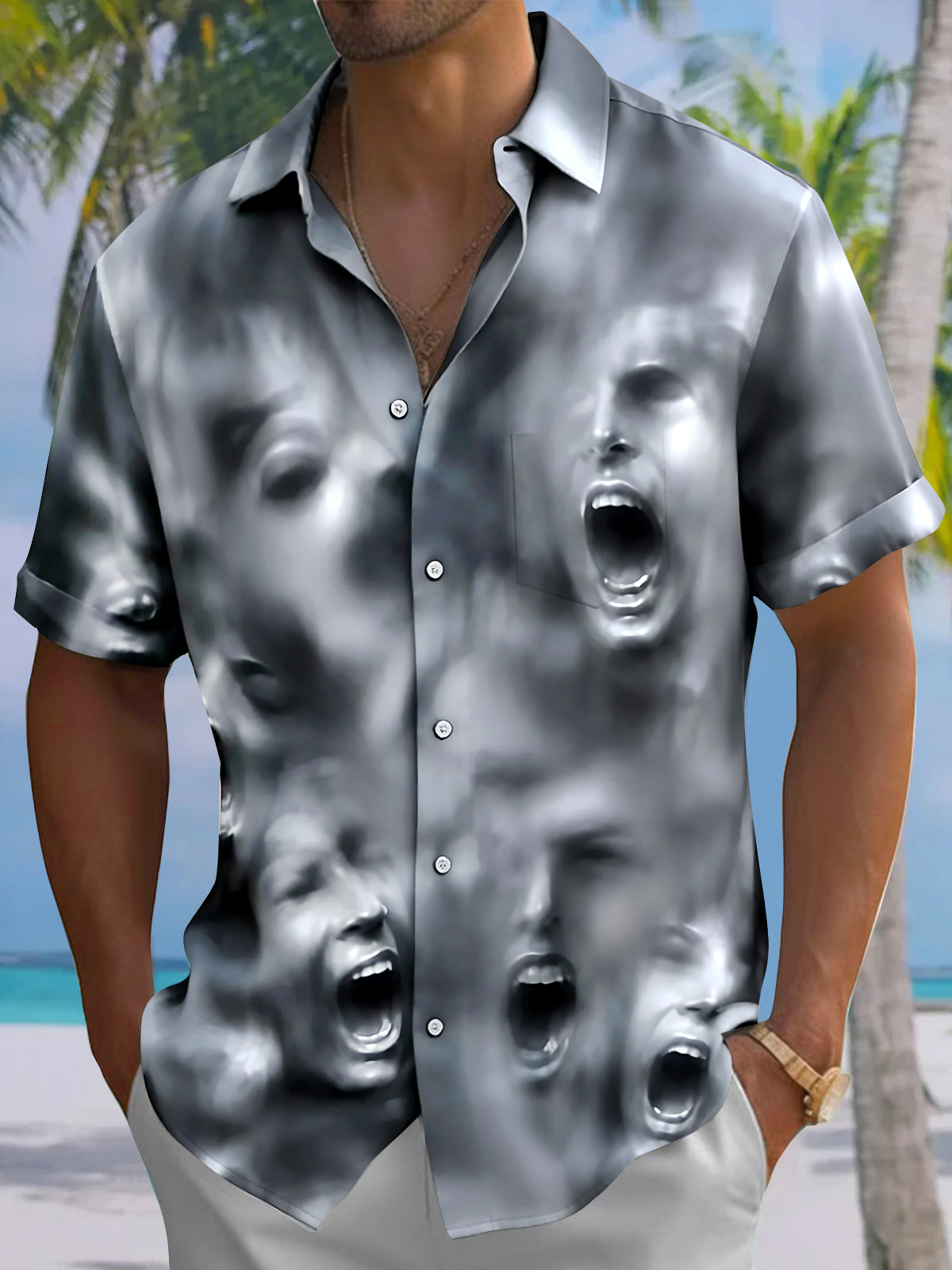 Dark Face Men's Pocket Short Sleeve Shirts