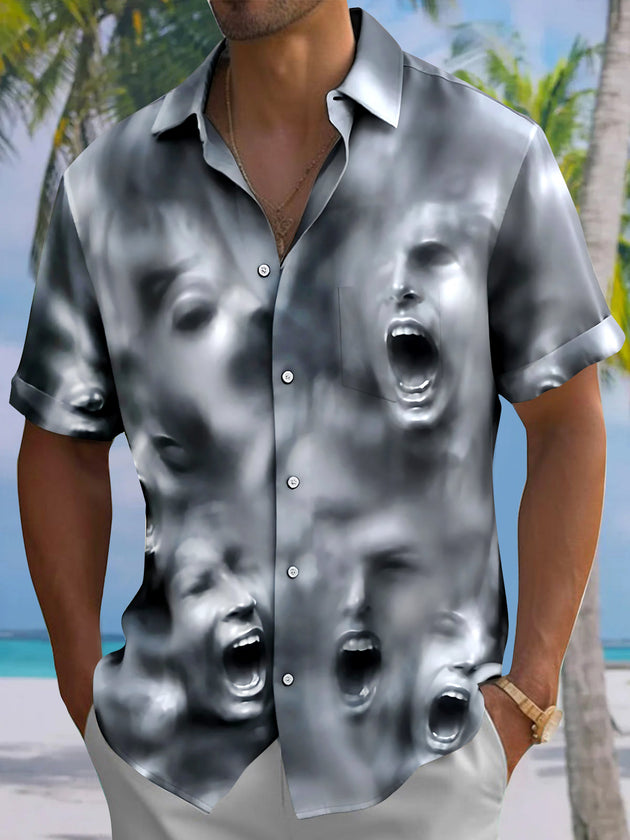 Dark Face Men's Pocket Short Sleeve Shirts