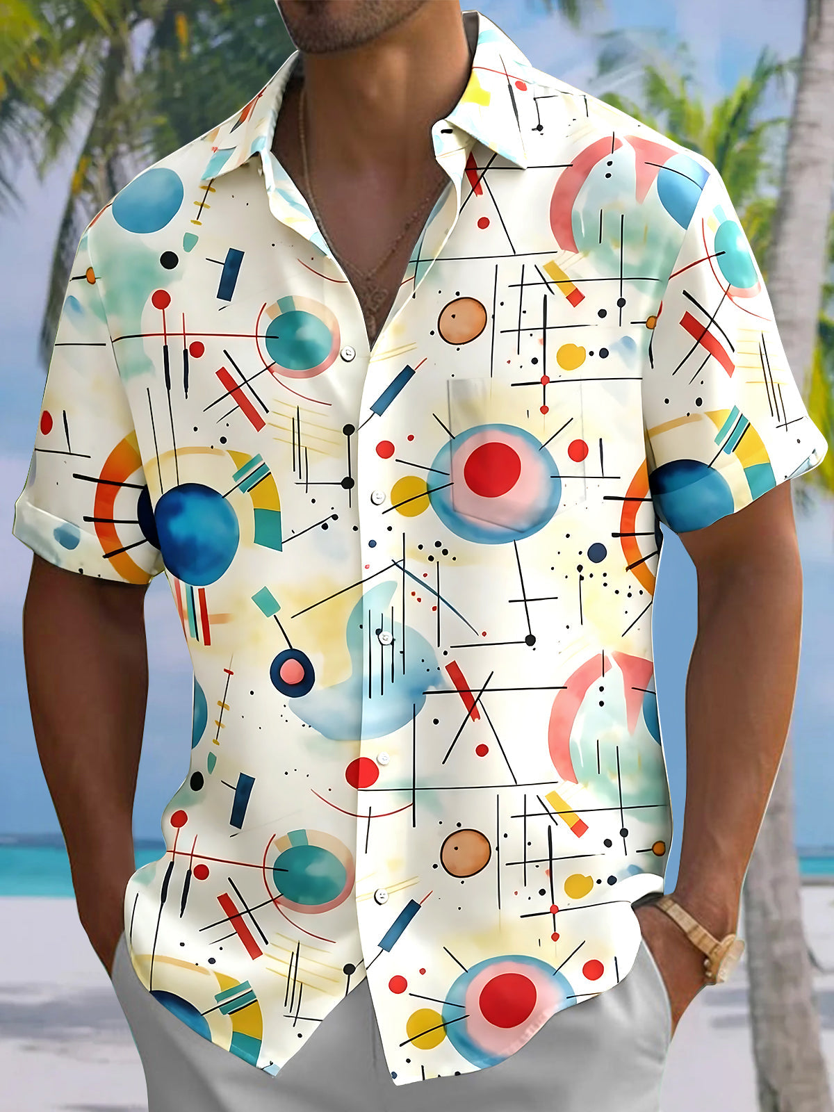 Geometry Men's Pocket Short Sleeve Shirts
