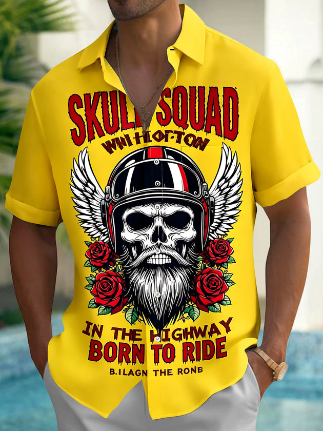 Skull Men's Pocket Short Sleeve Shirts