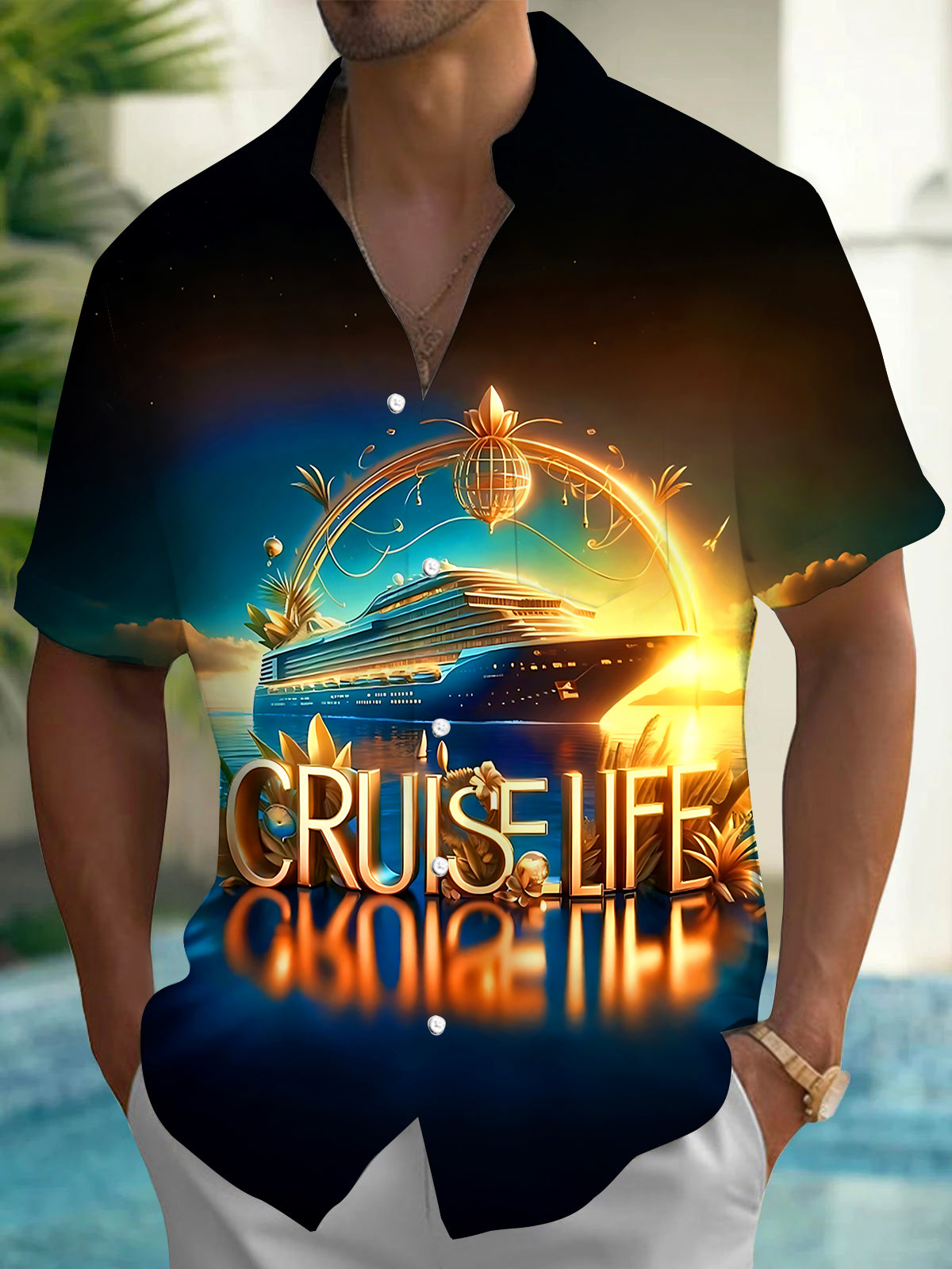 Hawaiian Cruise Life Men's Pocket Short Sleeve Shirts