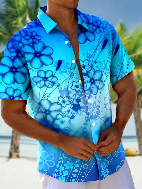 Floral Men's Pocket Short Sleeve Shirts