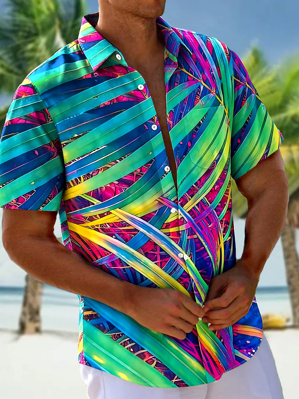 Hawaiian Leaf Men's Pocket Short Sleeve Shirts