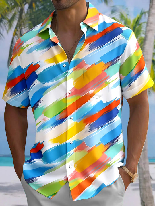 Tie Dye Abstract Men's Pocket Short Sleeve Shirts