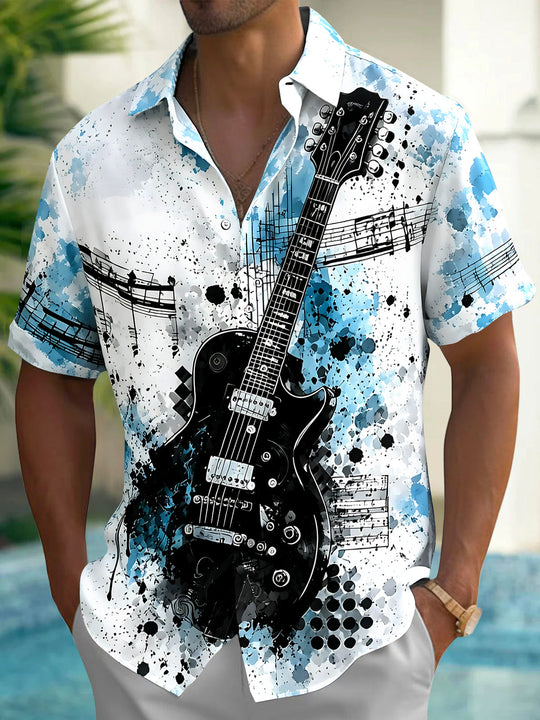 Guitar Men's Pocket Short Sleeve Shirts