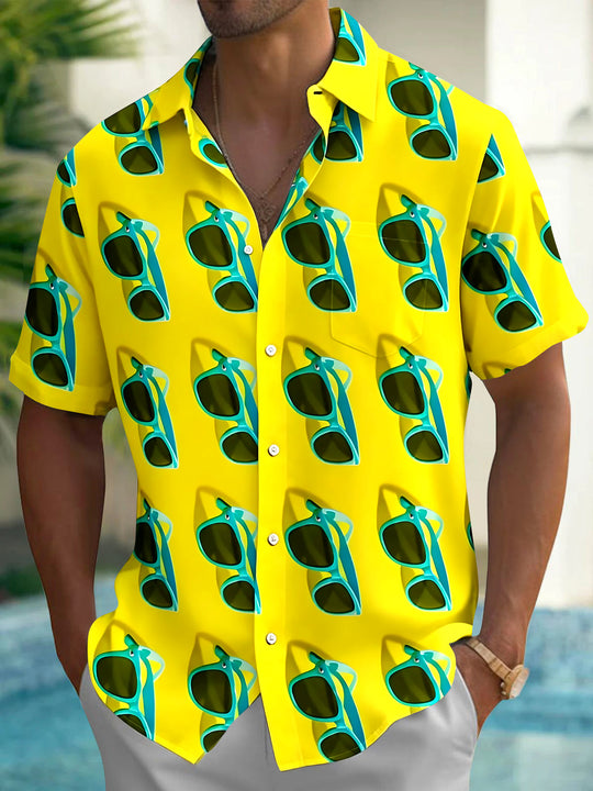 Hawaiian Sunglasses Men's Pocket Short Sleeve Shirts