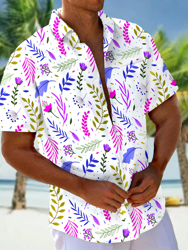 Floral Men's Pocket Short Sleeve Shirts