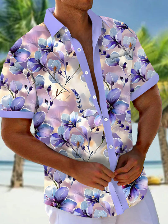 Floral Men's Pocket Short Sleeve Shirts