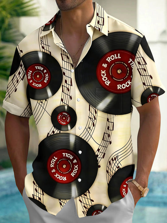 Vintage Record Men's Pocket Short Sleeve Shirts