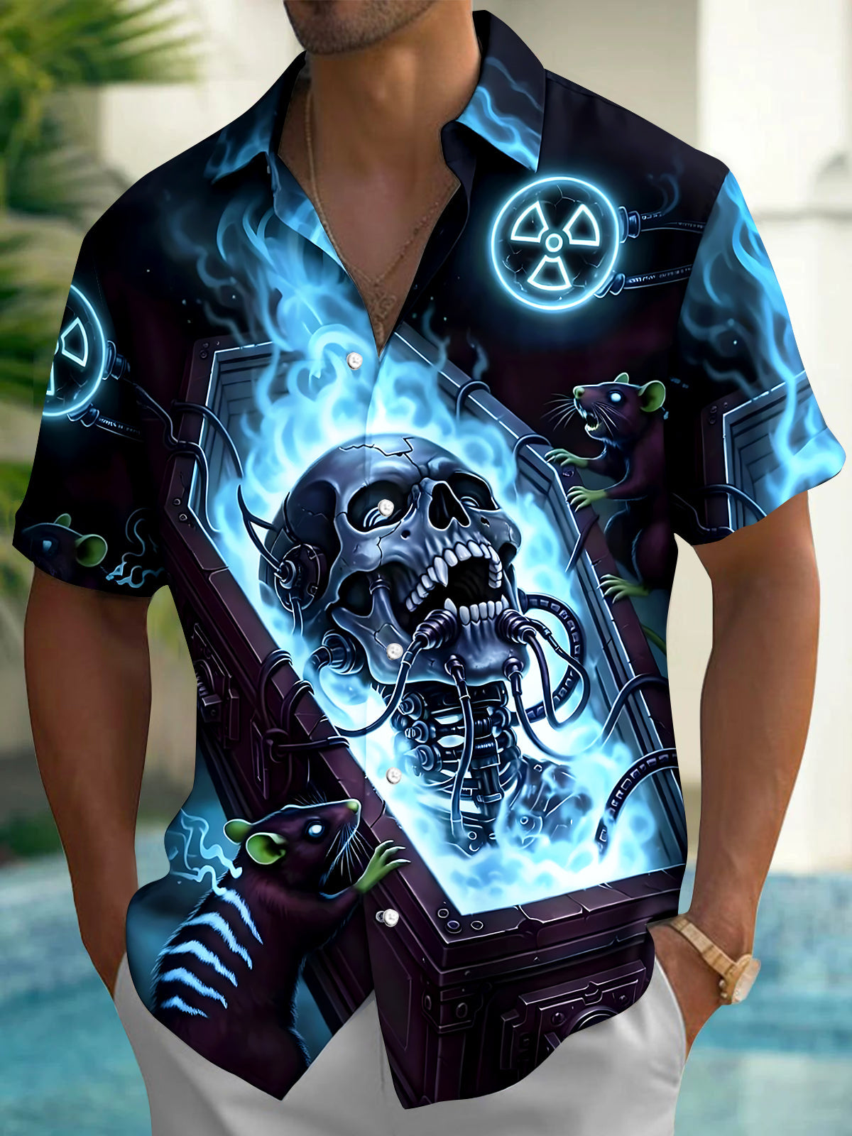 Dark Skull Men's Pocket Short Sleeve Shirts