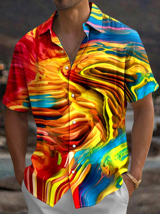 Abstract Men's Pocket Short Sleeve Shirts