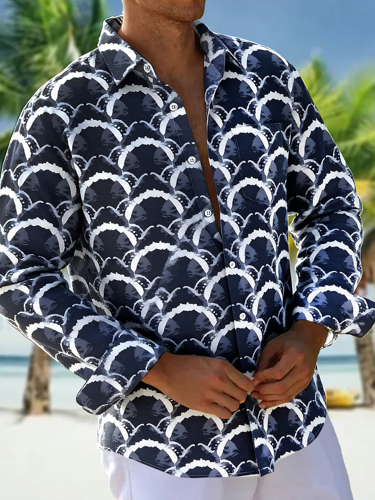 Geometry Men's Pocket Long Sleeve Shirts
