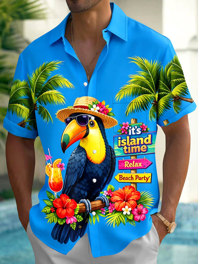 Hawaiian Parrot Men's Pocket Short Sleeve Shirts