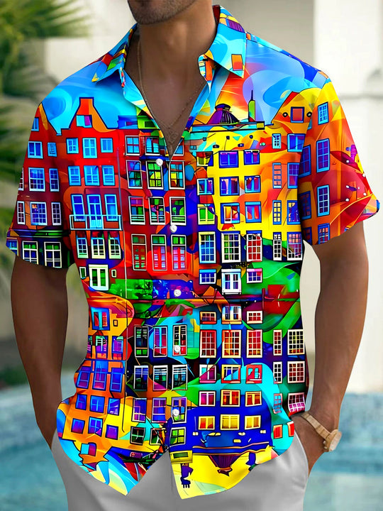 Colorful House Men's Pocket Short Sleeve Shirts