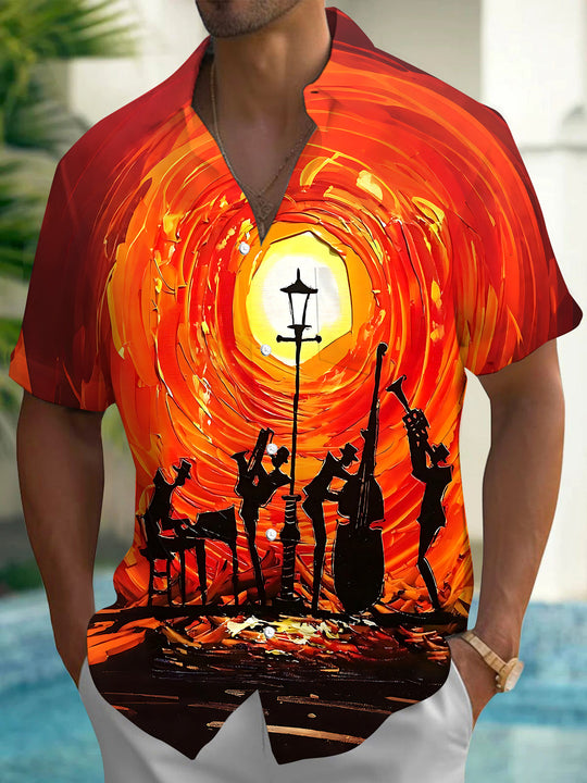Music Concert Men's Pocket Short Sleeve Shirts