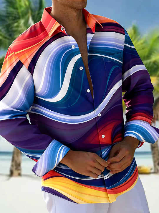 Abstract Men's Pocket Long Sleeve Shirts