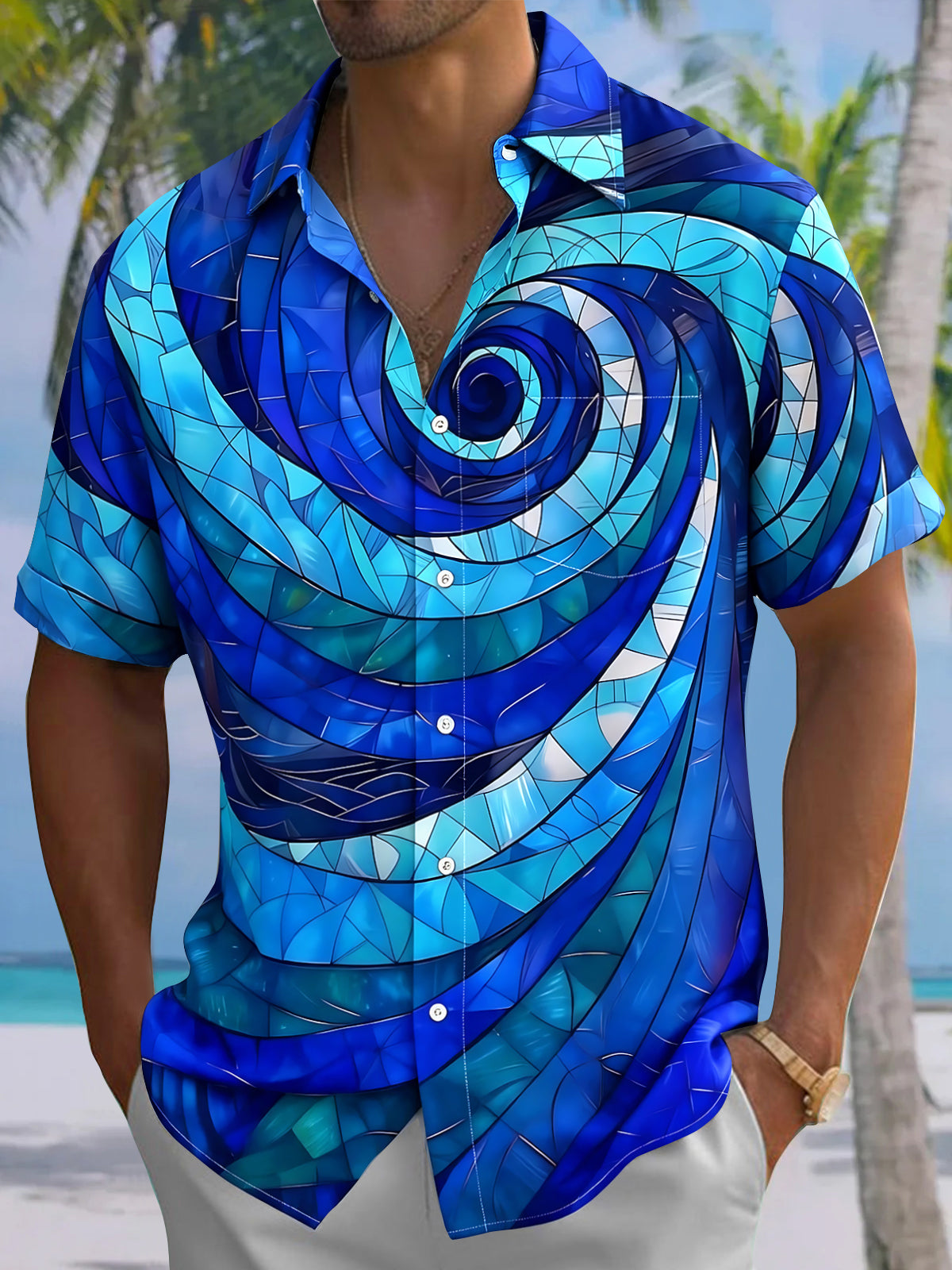 Abstract Men's Pocket Short Sleeve Shirts