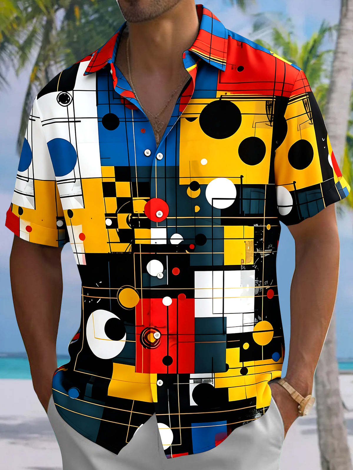 Geometry Men's Pocket Short Sleeve Shirts