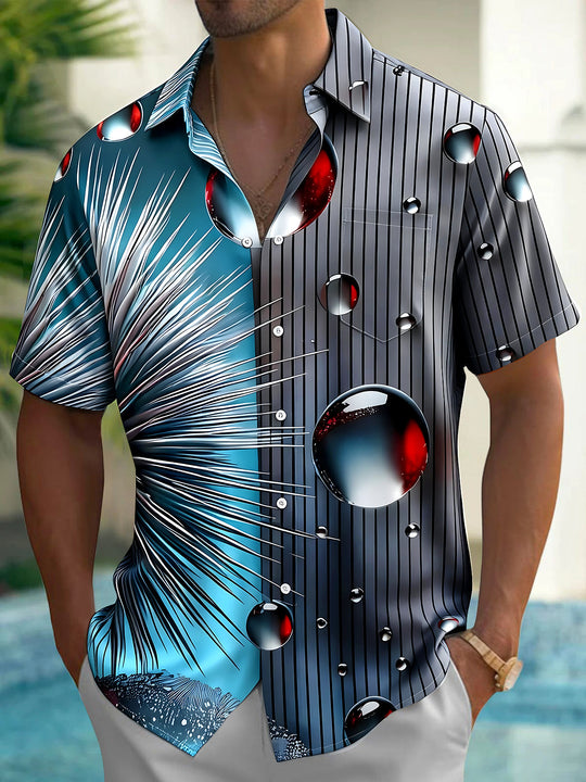 Water Drop Men's Pocket Short Sleeve Shirts