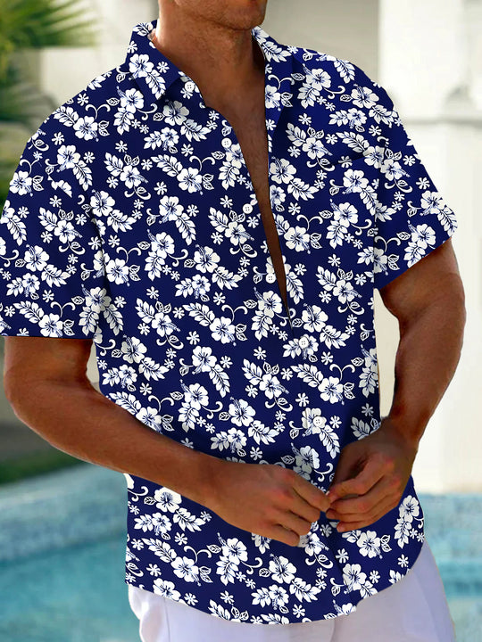 Floral Men's Pocket Short Sleeve Shirts