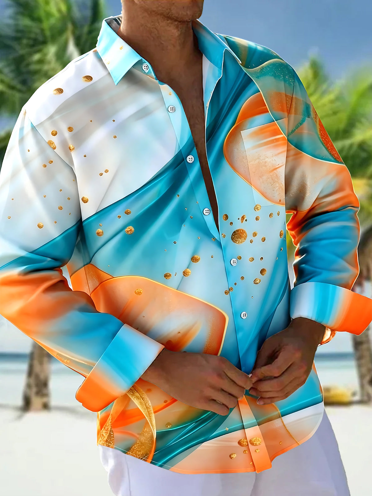 Abstract Men's Pocket Long Sleeve Shirts