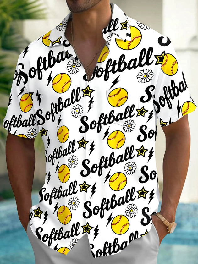 Sport Softball Men's Pocket Short Sleeve Shirts