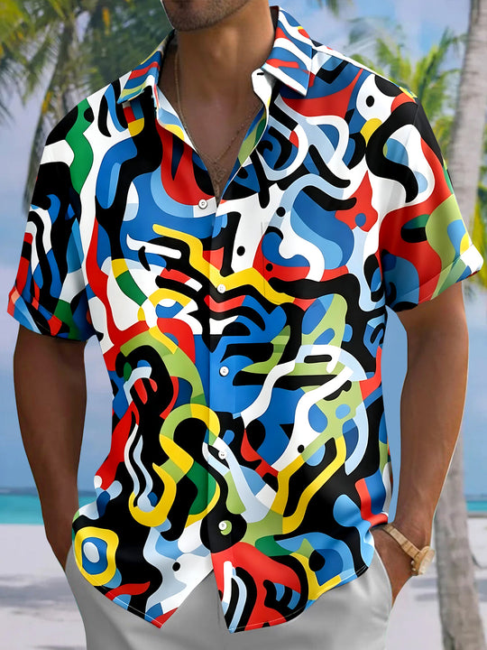Colorful Abstract Men's Pocket Short Sleeve Shirts