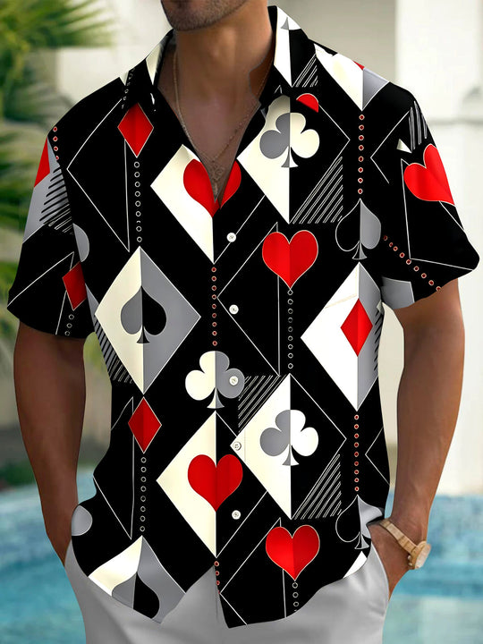 Poker Men's Pocket Short Sleeve Shirts