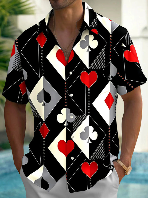 Poker Men's Pocket Short Sleeve Shirts
