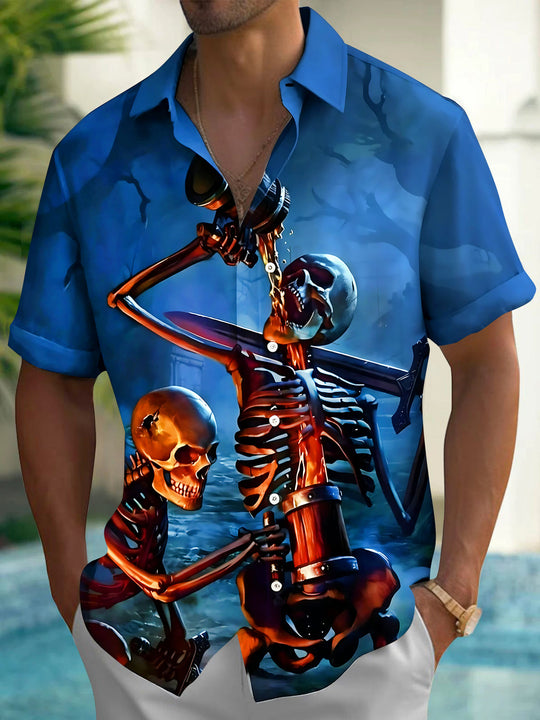 Dark Skull Beer Men's Pocket Short Sleeve Shirts