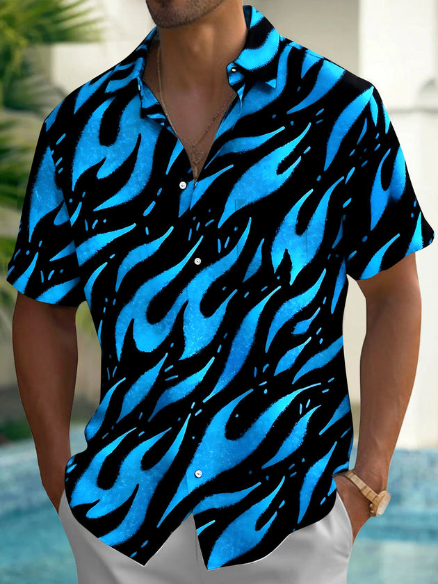 Flame Abstract Men's Pocket Short Sleeve Shirts