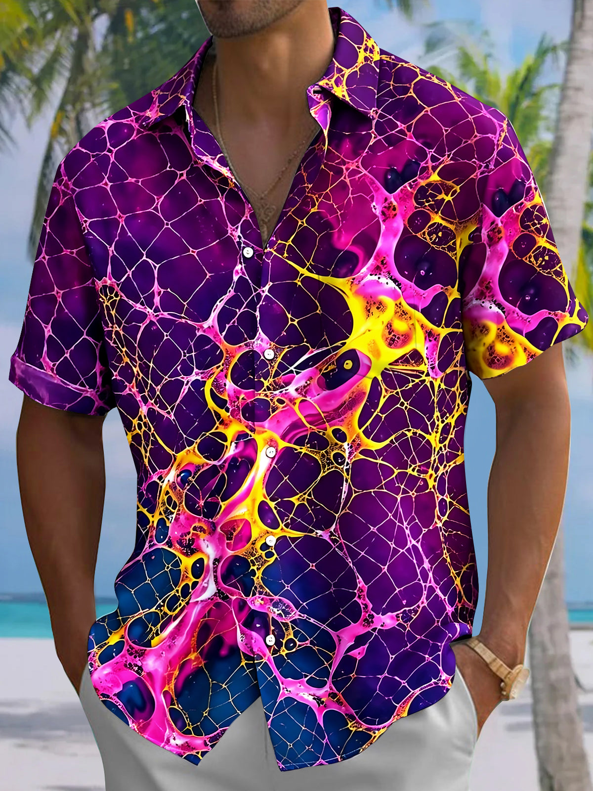 Tie Dye Abstract Men's Pocket Short Sleeve Shirts