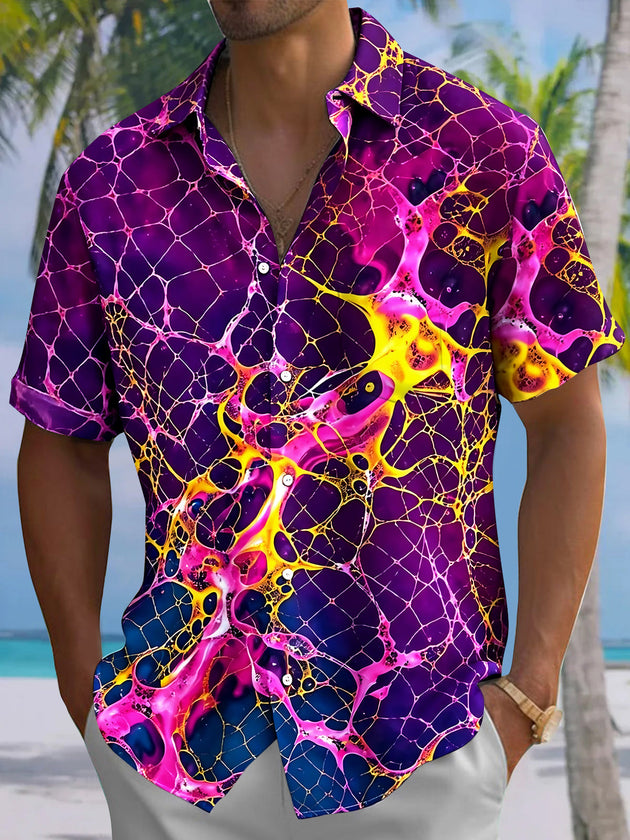 Tie Dye Abstract Men's Pocket Short Sleeve Shirts
