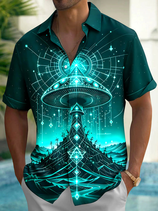 Universe UFO Men's Pocket Short Sleeve Shirts