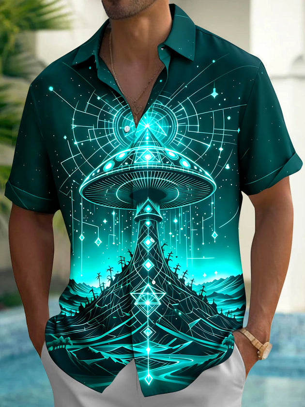 Universe UFO Men's Pocket Short Sleeve Shirts