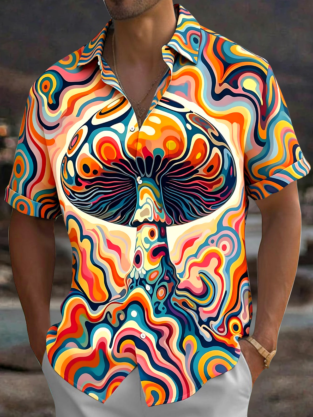 Vintage Mushroom Men's Pocket Short Sleeve Shirts