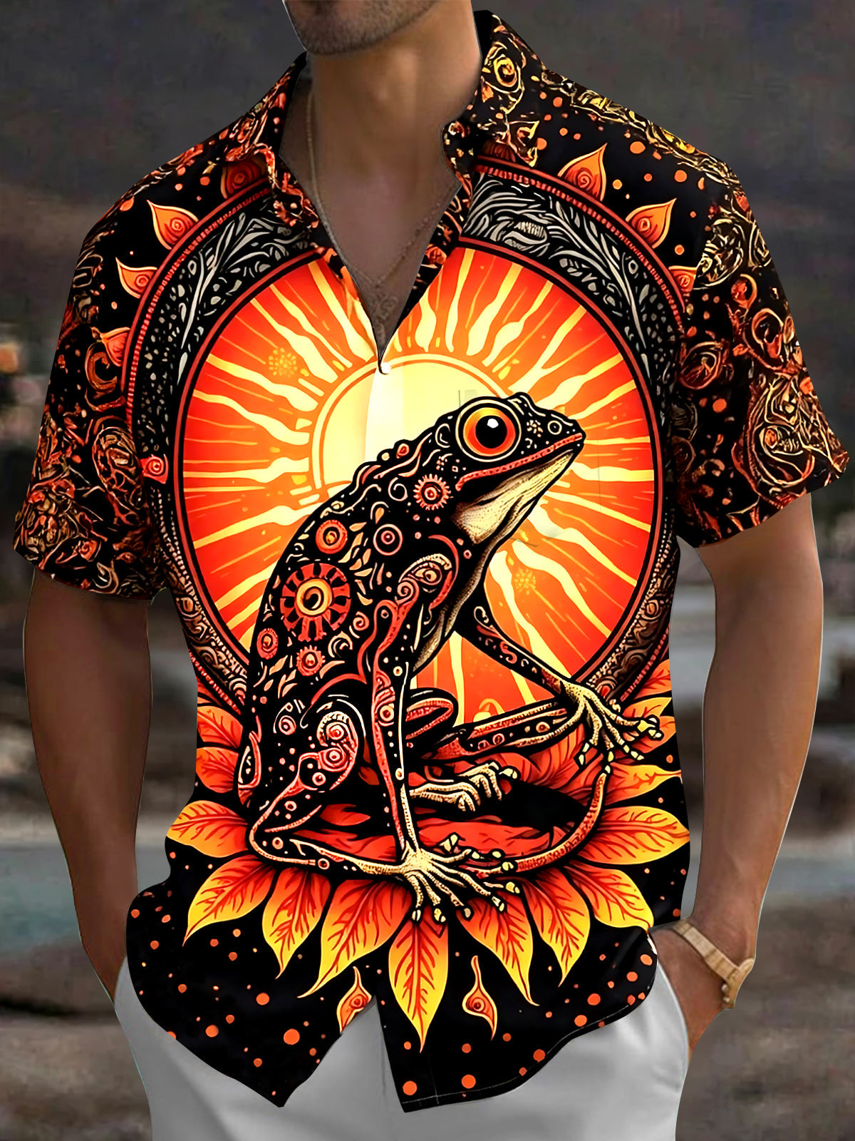Vintage Frog Men's Pocket Short Sleeve Shirts