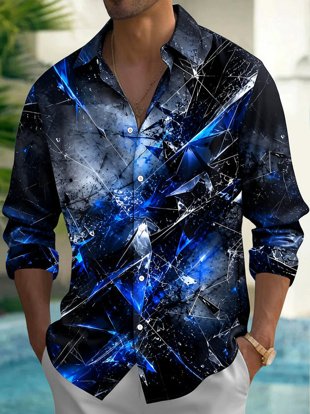 Abstract Men's Pocket Long Sleeve Shirts