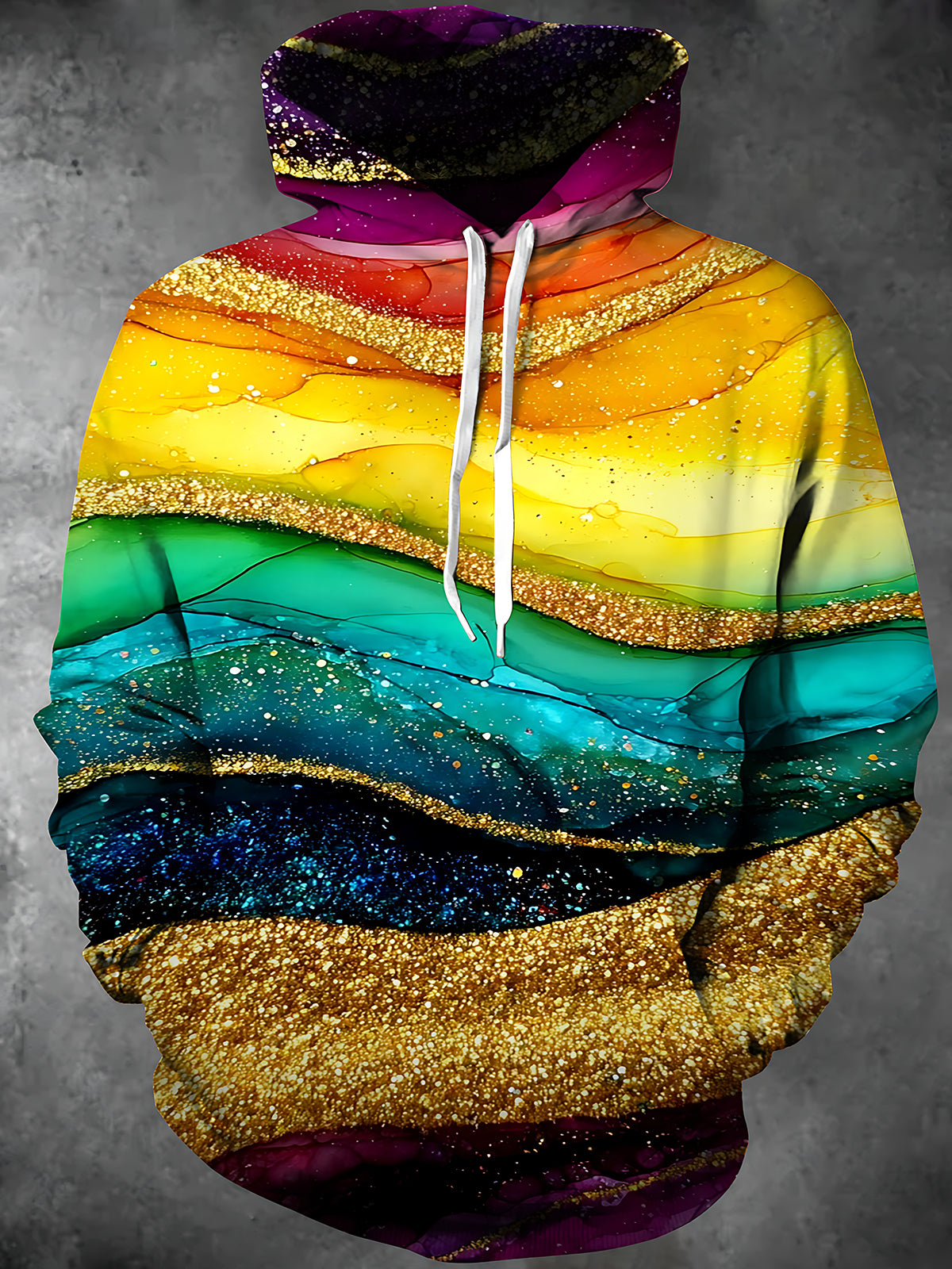 Colorful Abstract Men's Long Sleeve Pocket Hooded Sweatshirt