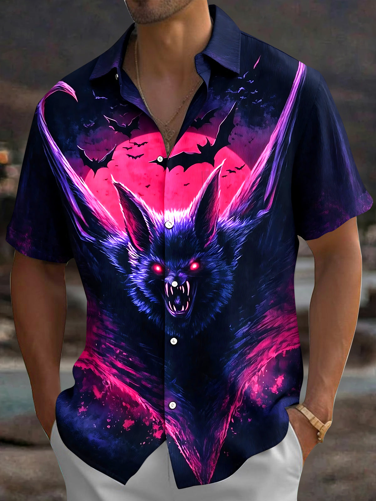 Dark Bat Men's Pocket Short Sleeve Shirts
