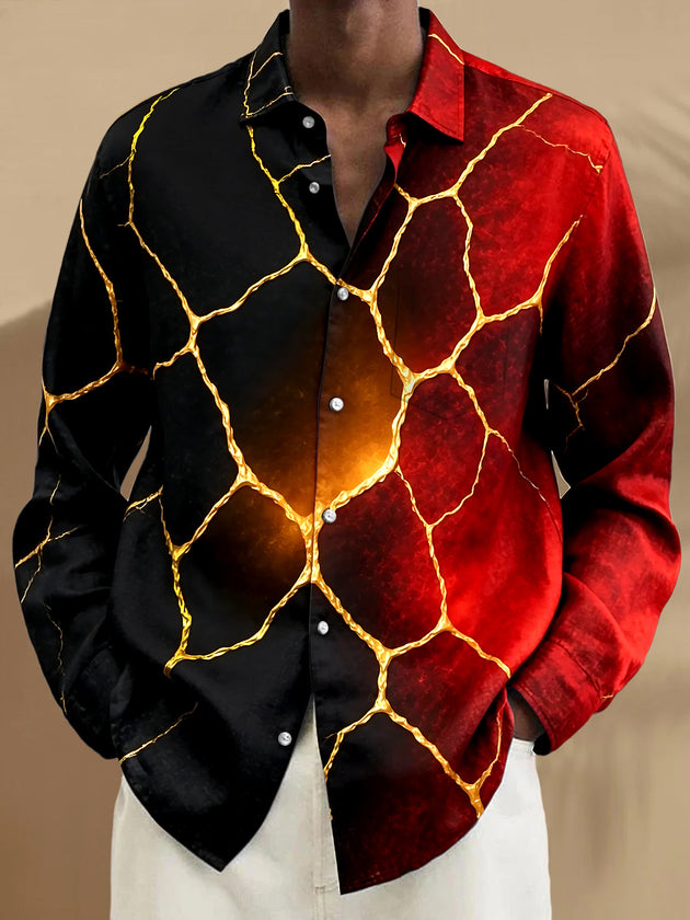 Dark Abstract Men's Pocket Long Sleeve Shirts