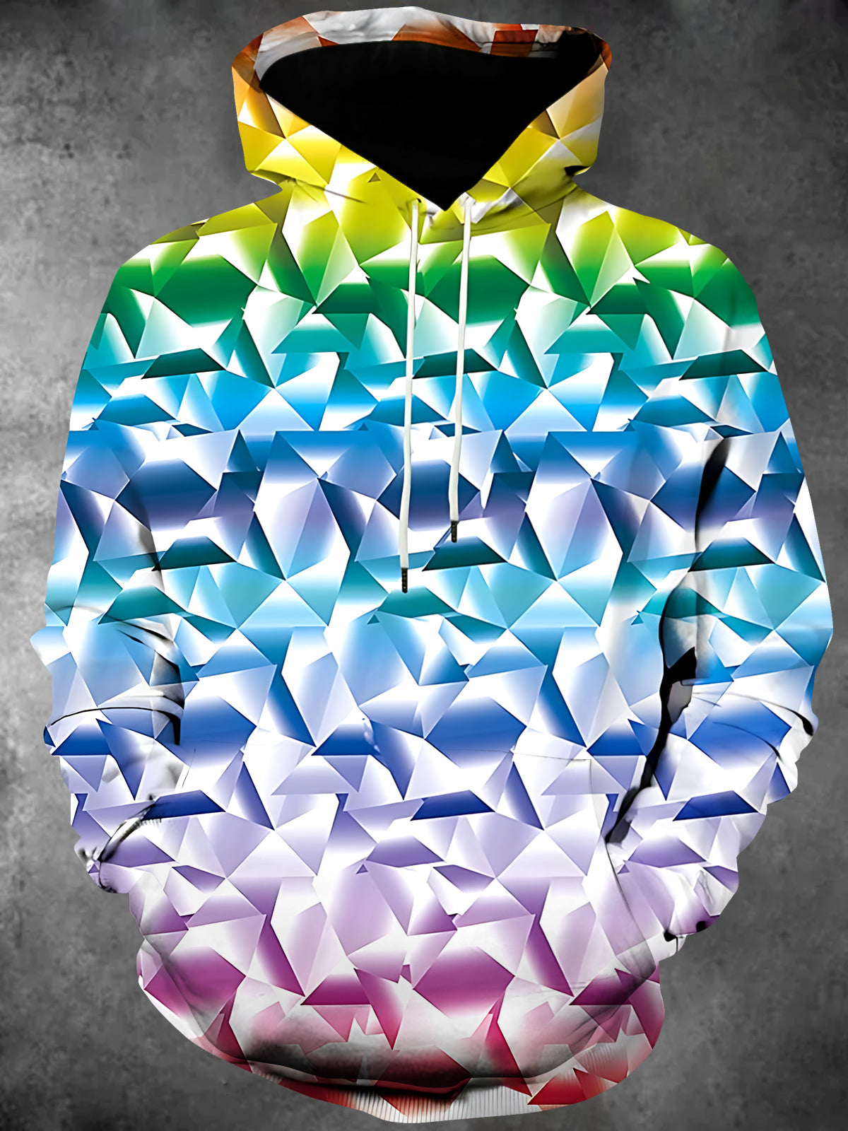 Adaychic Men's Colorful Geometric Gradient Print Long Sleeve Hoodie with Chest Pocket